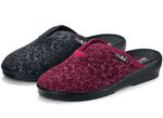 Zweierpack, klassische Damen-Hausschuhe, Weite H, mit bedrucktem Veloursmaterial 1x BORDEAUX 1x SCHWARZ