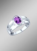 Eleganter Damenring mit echt Amethyst und synth. Zirkonia 