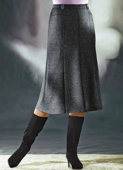 Bahnenrock  in Tweed mit Boucle-Effektgarn 