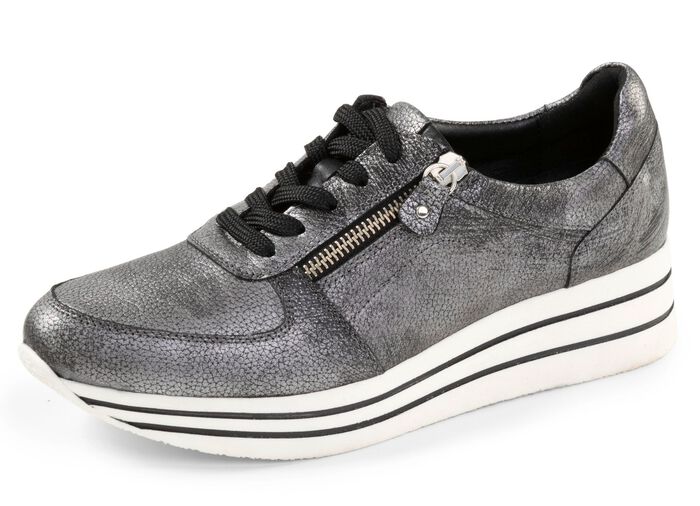 ELENA EDEN, bequeme Damen-Sneaker, Weite G, mit herausnehmbarem Fussbett ALTSILBER