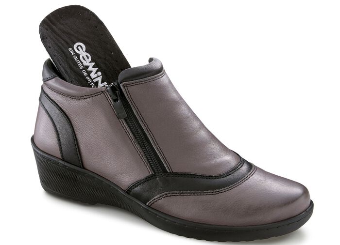 Gemini, bequeme Damen-Boots, Weite H, mit herausnehmbarem Fussbett GRAU-SCHWARZ
