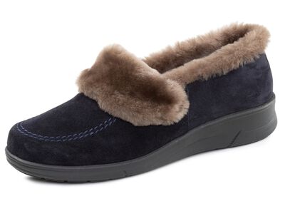 ELENA EDEN, warme Damen-Hausschuhe, Weite H, mit Lammfell 