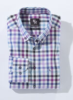 «King's Road»-Hemd mit Button-Down-Kragen in 4 Farben FLIEDER-BLAU-ECRU KARIERT
