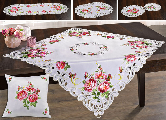 Tisch- und Raumdekoration mit Rosen-Motiven SEKT-ROT-BUNT