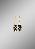 Ohrringe mit Onyx, beh. und Bergkristall mit Blattgold-Triplette 