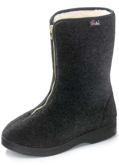 Warme Damen-Hausschuhe, Weite H, mit Reissverschluss 