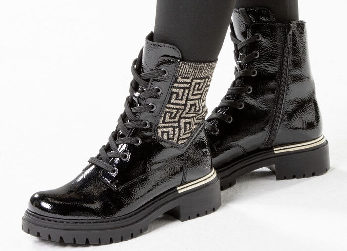 Rieker, stylische Damen-Stiefeletten, Winterschuhe, mit Reißverschluss SCHWARZ-GOLD