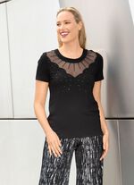 Shirt-Tunika mit Netz-Einsatz 