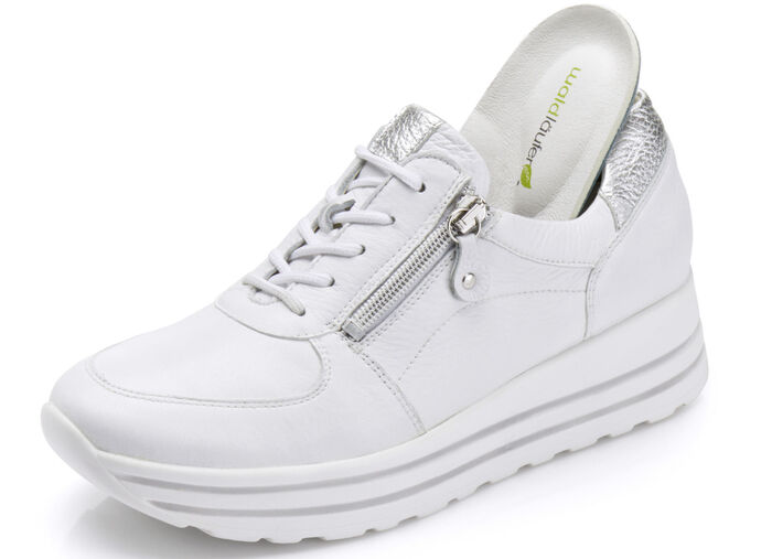 Waldläufer, bequeme Damen-Sneaker, Weite H, mit herausnehmbarem Fussbett WEISS