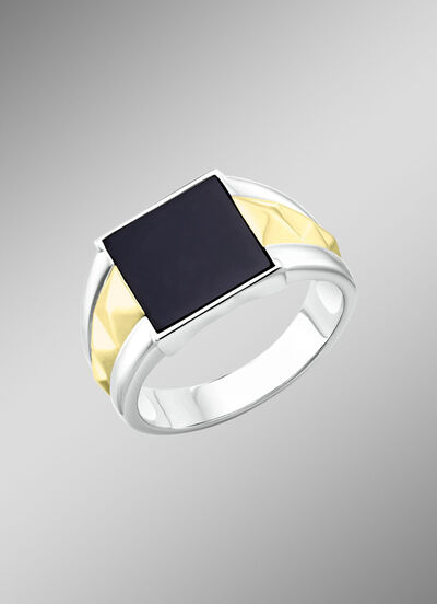 Herrenring in Bicolor mit Achat 