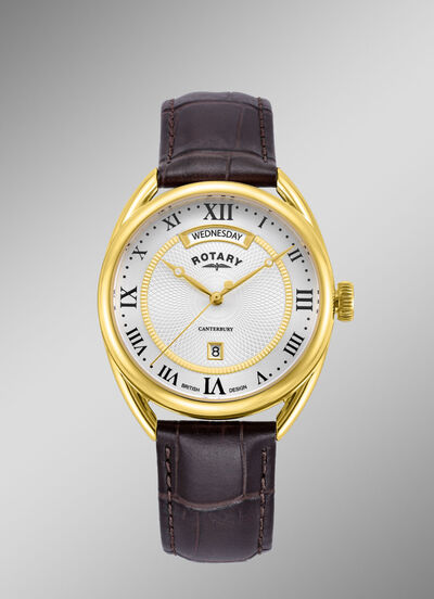 Rotary Quartz-Herrenuhr mit Lederband 