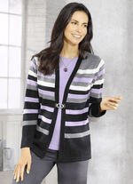 Pullover mit Schurwolle ANTHRAZIT-FLIEDER-GRAU MELIERT