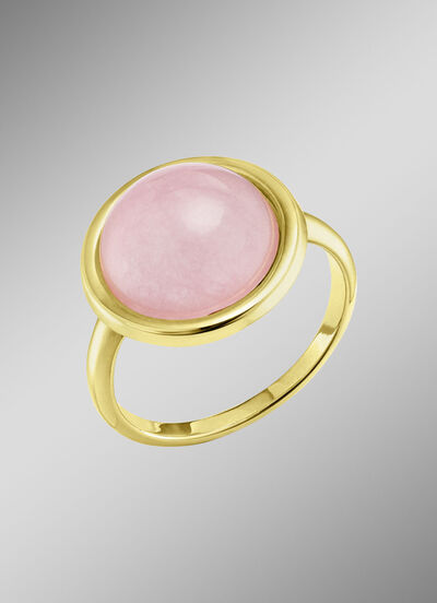Eleganter Damenring mit echt rosa Chalcedon 