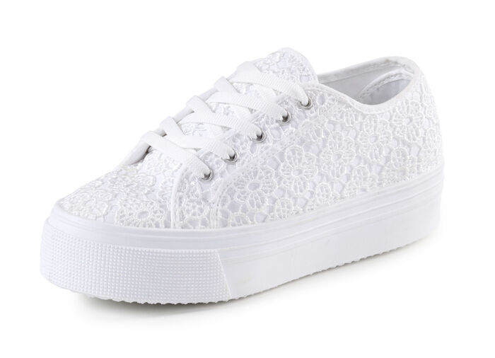 Elegante Damen-Schnürschuhe, mit herausnehmbarem Fussbett WEISS