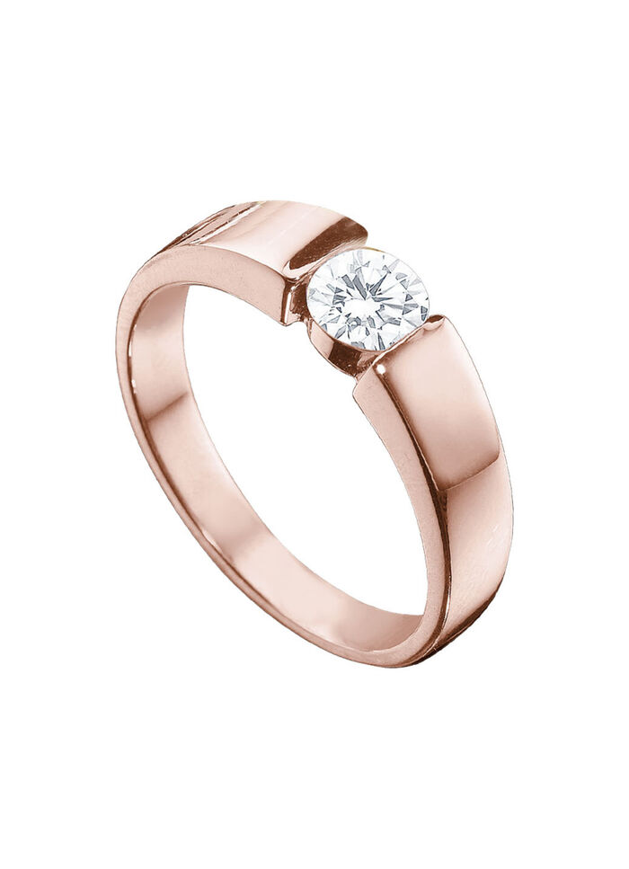 Edler Damenring in Roségold mit Brillant 