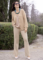 Strickjacke mit Paillettengarn BEIGE MELIERT
