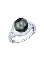 Damenring mit Tahiti-Zuchtperle und Brillanten 