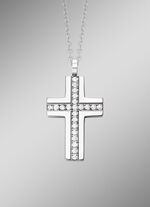 Klassischer Kreuz-Anh&auml;nger mit synth. Zirkonia 