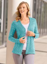 Strickjacke aus Melangegarn JADEGR&Uuml;N MELIERT