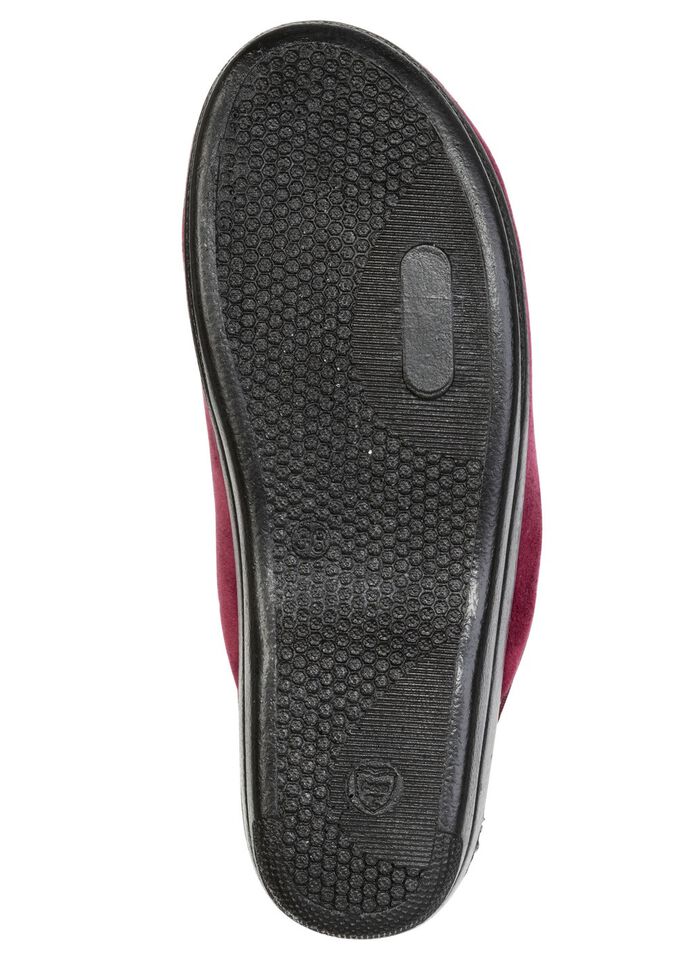 Zweierpack, klassische Damen-Hausschuhe, Weite G, mit funkelnden Glitzersteinchen 1X BORDEAUX, 1X CAMEL