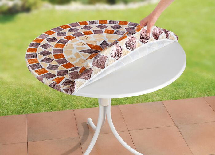 Spann-Tischdecke mit mediterranem Dessin 