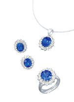 Schmuck-Set, 4-teilig mit Weißgoldauflage SAFIRBLAU