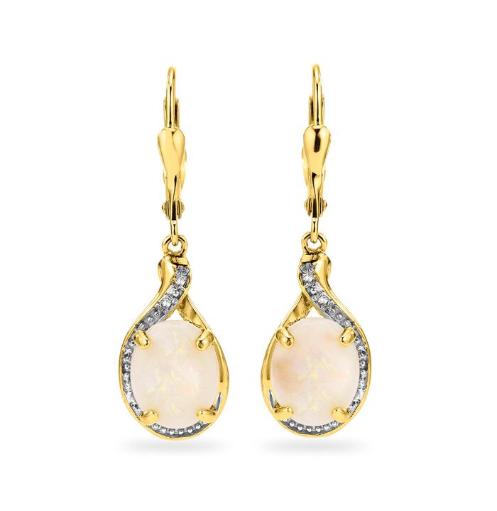 Ohrringe mit echt Opal und Diamanten 