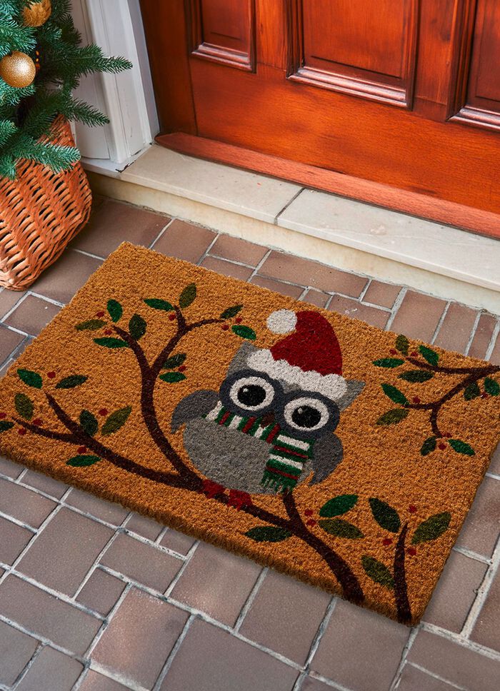 Kokos-Fussmatte mit Eulen-Motiv 