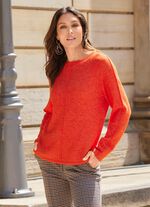 Pullover mit Raglan&auml;rmeln ORANGE-MELIERT
