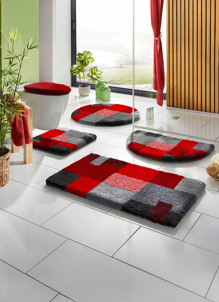 Badgarnitur in Supersoft-Qualit&auml;t GRAU-ROT