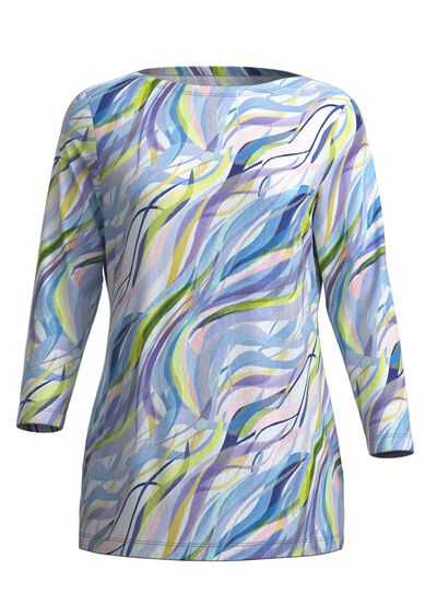 Pullover in Feinstrick mit Alloverdruck 