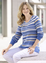 Pullover aus Bändchengarn BLAU-ECRU