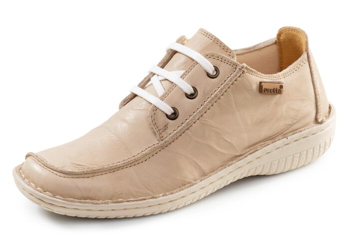 ELENA EDEN Schn&uuml;rschuh aus Nappaleder mit Knitter-Struktur BEIGE