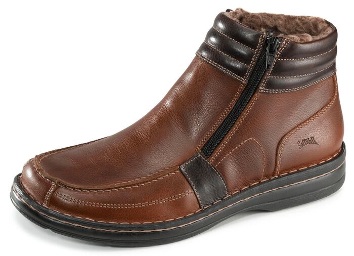 GINO GALANTE, gef&uuml;tterte Herren-Boots, Winterschuhe, mit herausnehmbarem Fussbett COGNAC-MOKKA