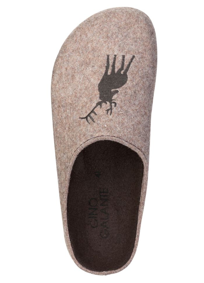 GINO GALANTE, trendige Herren-Hausschuhe, Weite H, mit Hirsch-Stickerei SAND