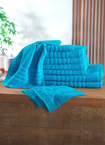 Frottier-Set, 10-teilig, mit Bord&uuml;re und Kordelaufh&auml;nger 