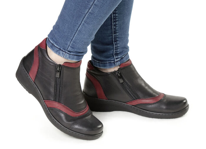 Gemini, bequeme Damen-Boots, Weite H, mit herausnehmbarem Fussbett SCHWARZ-CHIANTI