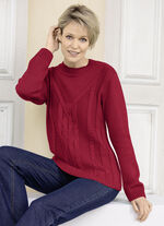 Pullover in Strukturmustermix DUNKELROT