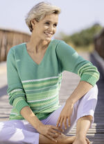 Pullover mit Ringeldessin JADEGRÜN-MULTICOLOR