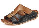 Gemini Pantolette mit verstellbarer Klettspange SCHWARZ-COGNAC