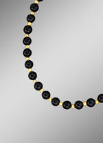 Halskette mit Kugeln in echt Onyx und echt Gold 