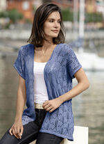 Gilet mit Ajourmuster JEANSBLAU MELIERT