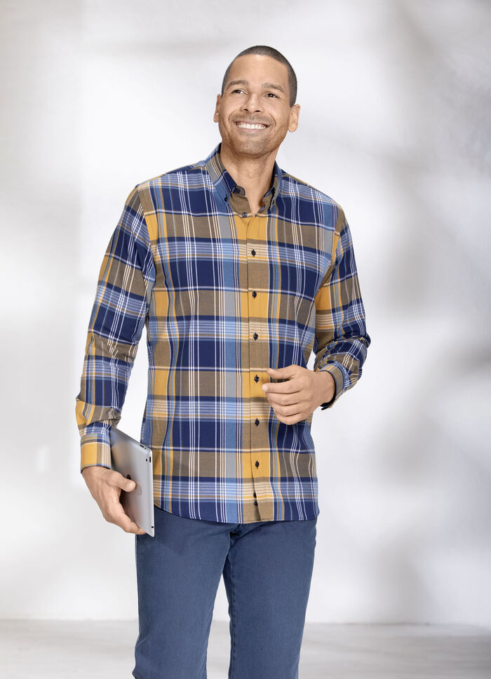 Kariertes Hemd mit Button-Down-Kragen D''BLAU-OCKER