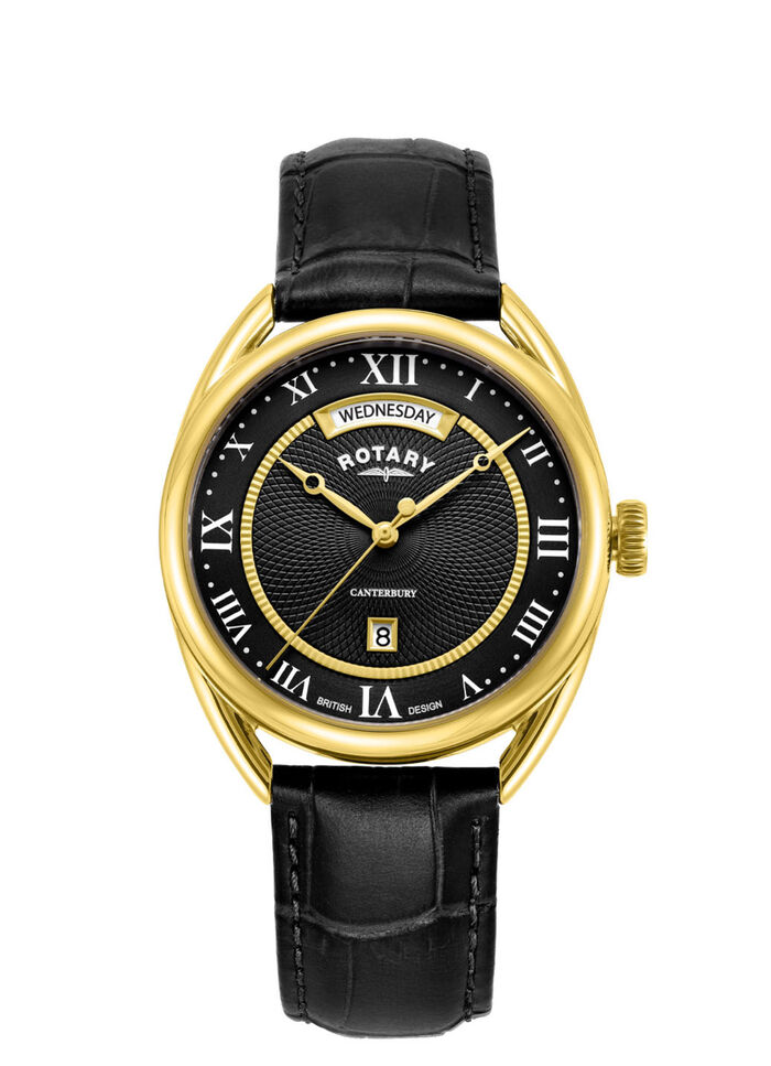 Rotary Quartz-Herrenuhr mit Lederband 