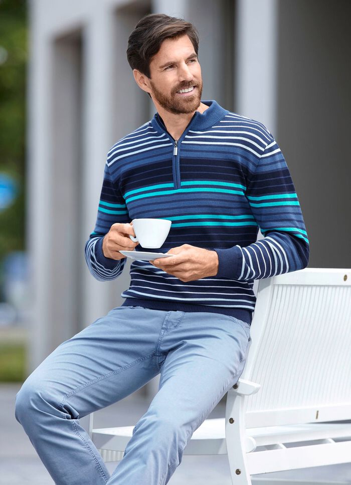 Gestreifter Troyer mit kurzem Reissverschluss 