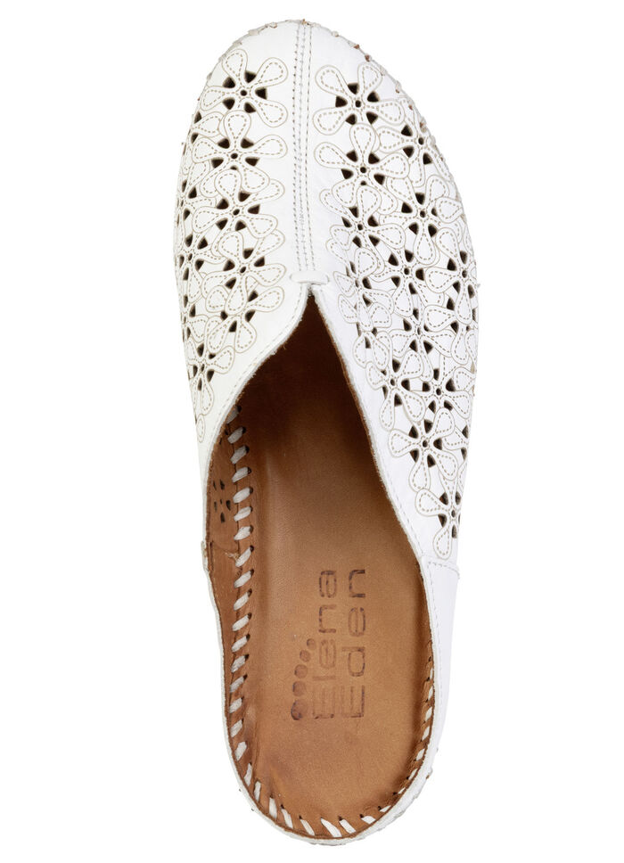 ELENA EDEN, sommerliche Damen-Clogs, Weite G, aus Leder WEISS