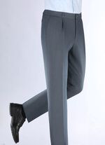 &laquo;Klaus Modelle&raquo;-Hose mit Bundfalten in 3 Farben RAUCHBLAU MELIERT