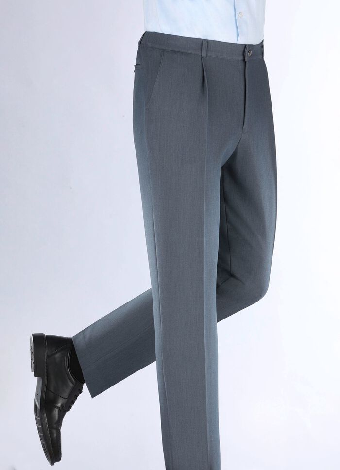 &laquo;Klaus Modelle&raquo;-Hose mit Bundfalten in 3 Farben RAUCHBLAU MELIERT