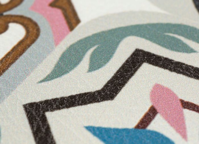 Strapazierf&auml;higer K&uuml;chenl&auml;ufer und -teppich im Fliesen-Design BLAU-GRAU