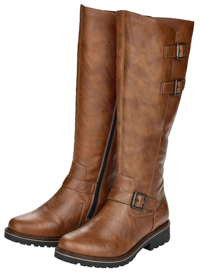 Remonte, gefütterte Damen-Stiefel, Winterschuhe, Weite G, mit Lammfell COGNAC